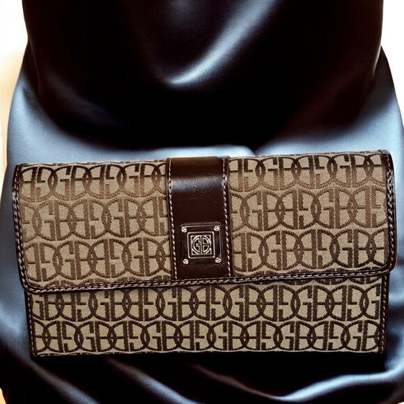 GIANI BERNINI Signature logo fabric faux-leather foldable wallet Khaki new box - Picture 9 of 11